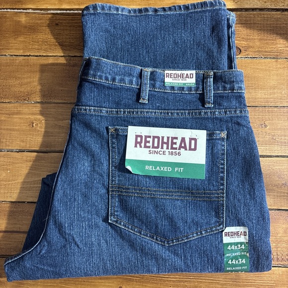 RedHead Jeans Men's 44x34 Blue Denim Relaxed Fit Workwear Casual Bass Pro NEW - Picture 1 of 8